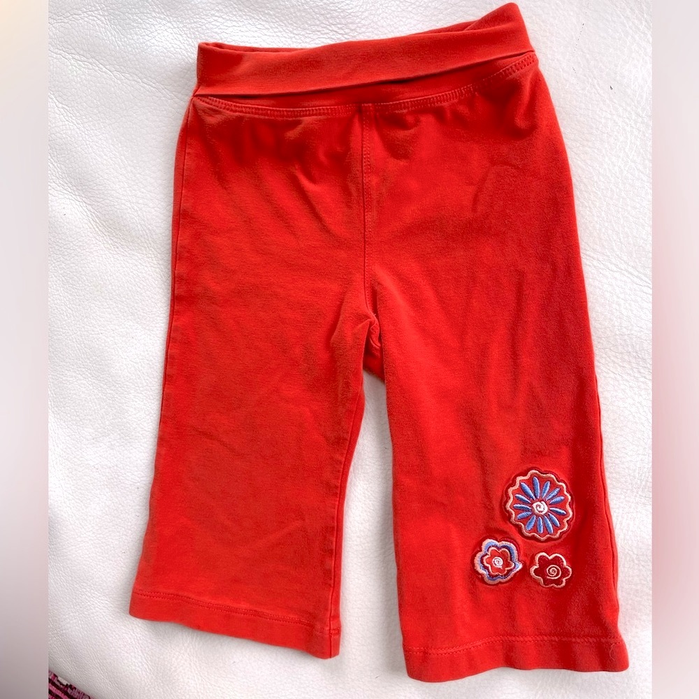 4/$20💥Vintage Y2K Embroidered Flowers Flared Leggings / Yoga Pants, Burnt Orange